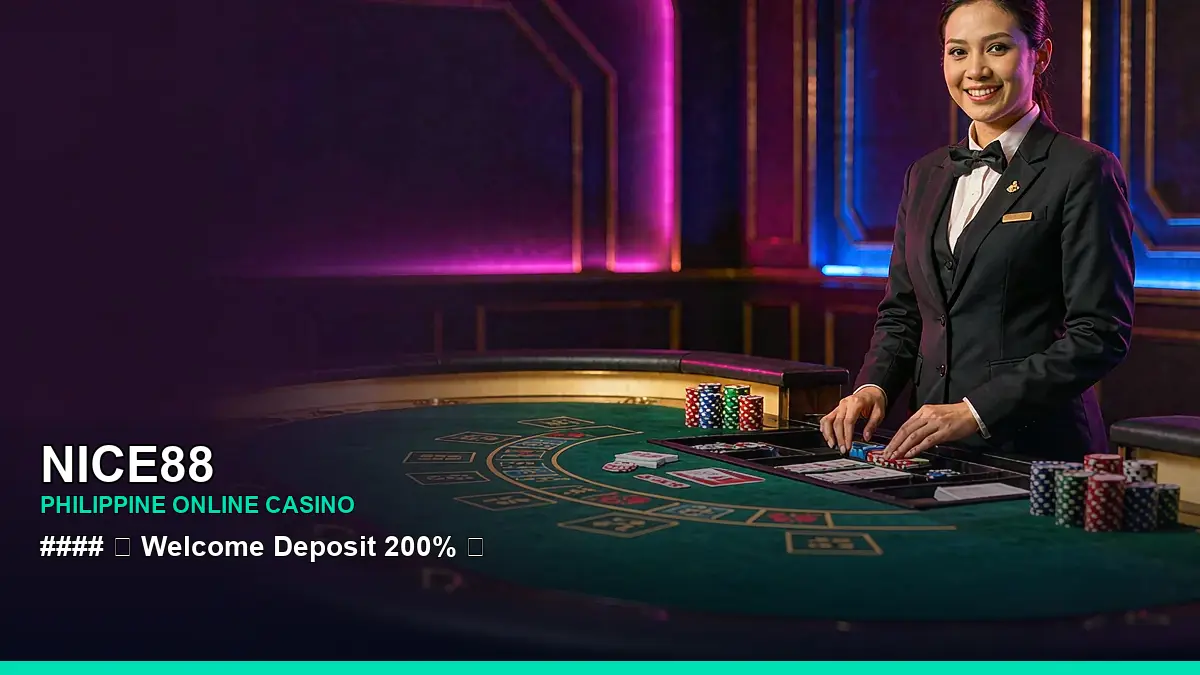 A Philippine casino guide featuring left-framed live casino table games and an adult Filipina casino host.