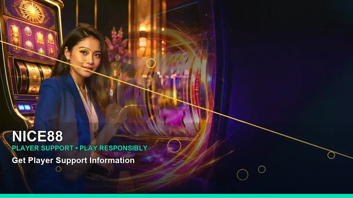 NICE88 casino rewards artwork featuring coins and a friendly adult host in a close-up composition